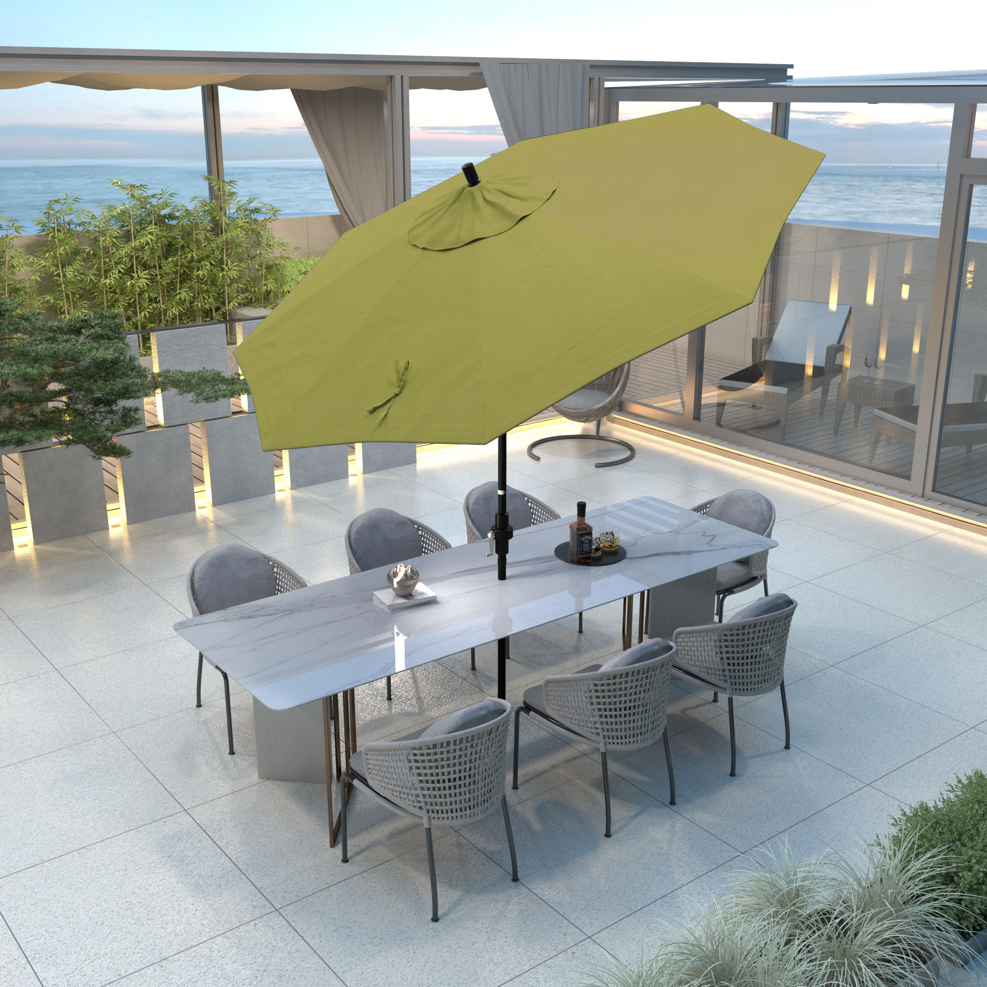 Savi 108'' Outdoor Umbrella, Ginkgo Performance Canvas