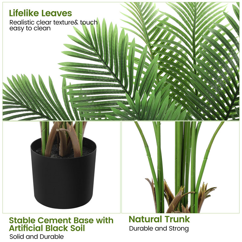 Artificial Palm Tree With 15 Trunks- Fake Palm Tree Fake Tropical Paradise Palm Tree, 84" H x 5.9" W x 5.9" D