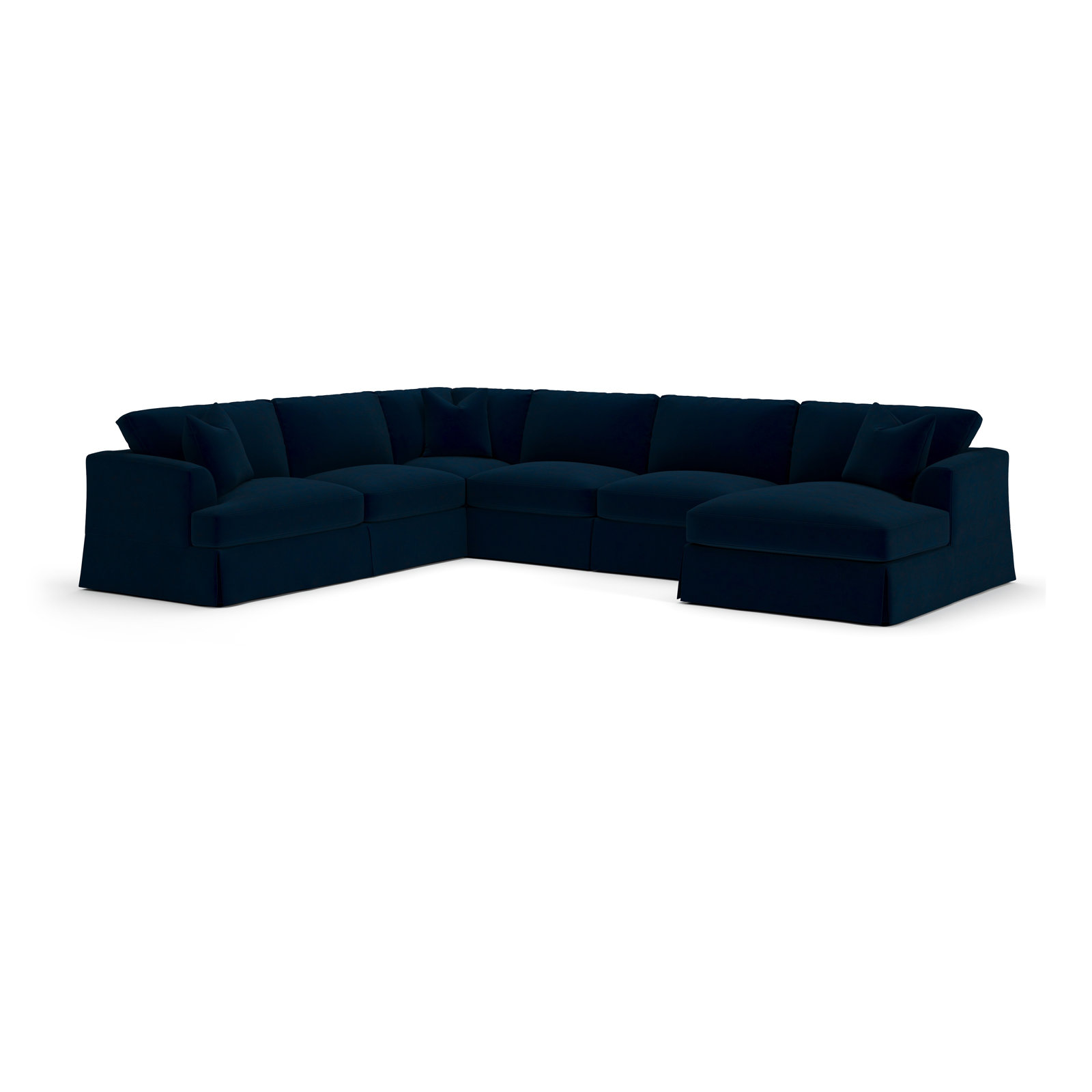Lucia Upholstered Chaise U-Sectional, Right Hand Facing, Bella Ink Blue Performance Velvet
