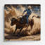 Art mural en métal brun Sports Rodeo