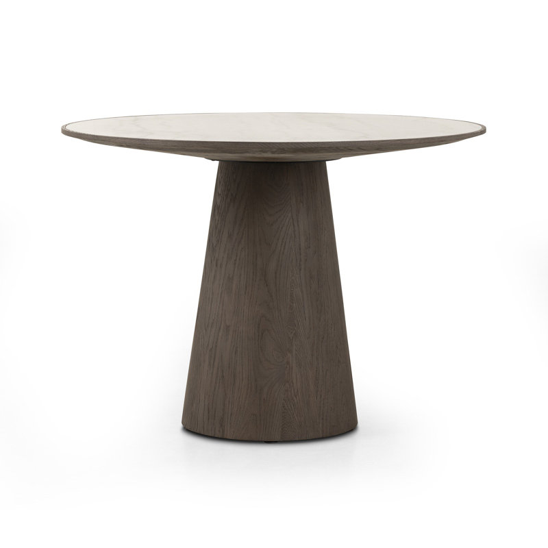 Skye Round Dining Table 42"-Weathered Dark Oak, Bluestone/Washed Black