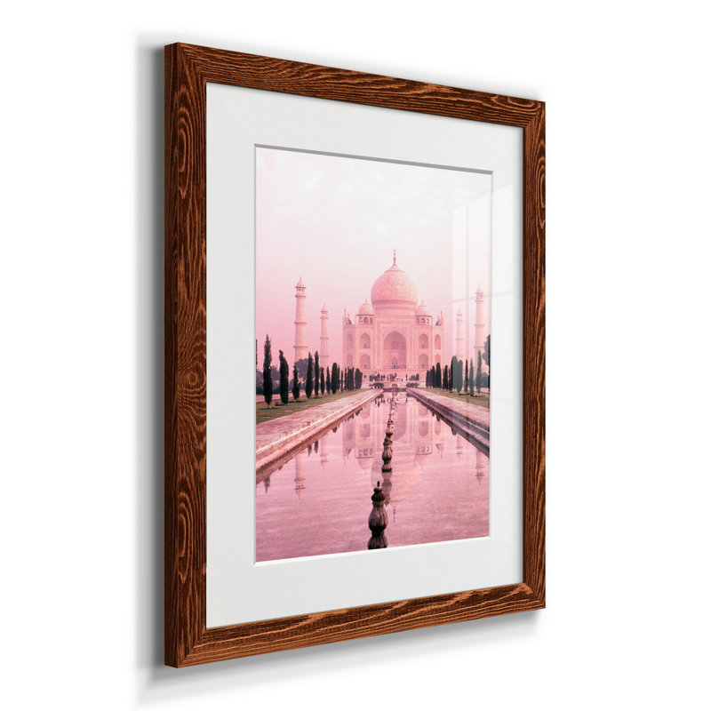 Taj Mahal en rose clair - reproduction de cadre photo, H 20 po x l 17 po x P 1,5 po, Érable