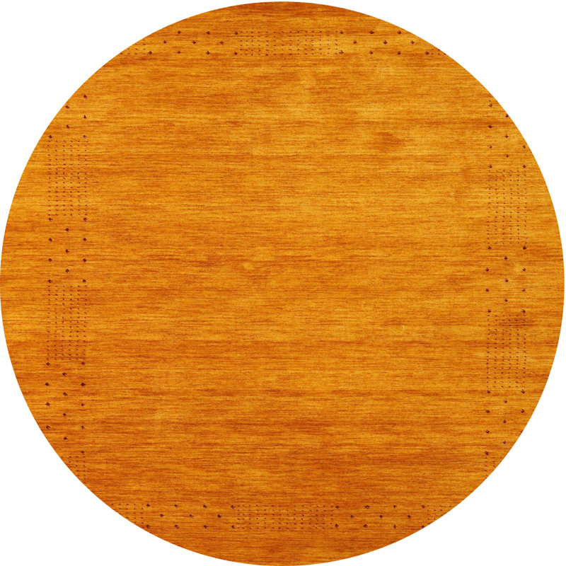 Tapis de zone jaune contemporaine, Rond 7 pi x 7 pi