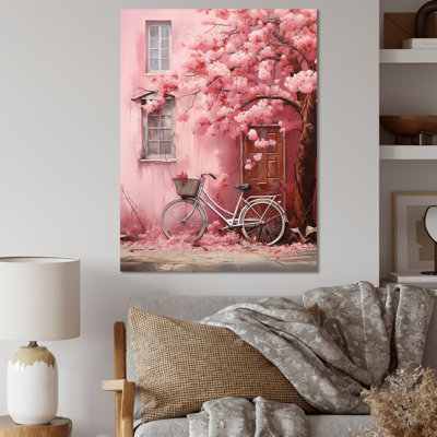 Pink And White Springtime Florals Bicycle II - Bicycle Wall Art