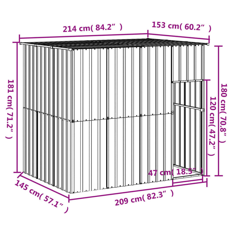 Waynesboro Dog House, 181cm H x 214cm W x 153cm D, Light Grey