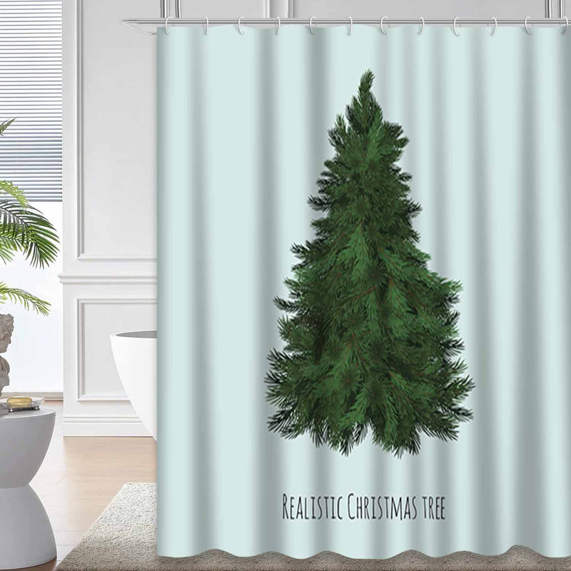 Rideau de douche festif épinette de Noël avec 12 crochets, L 72 po x l 72 po
