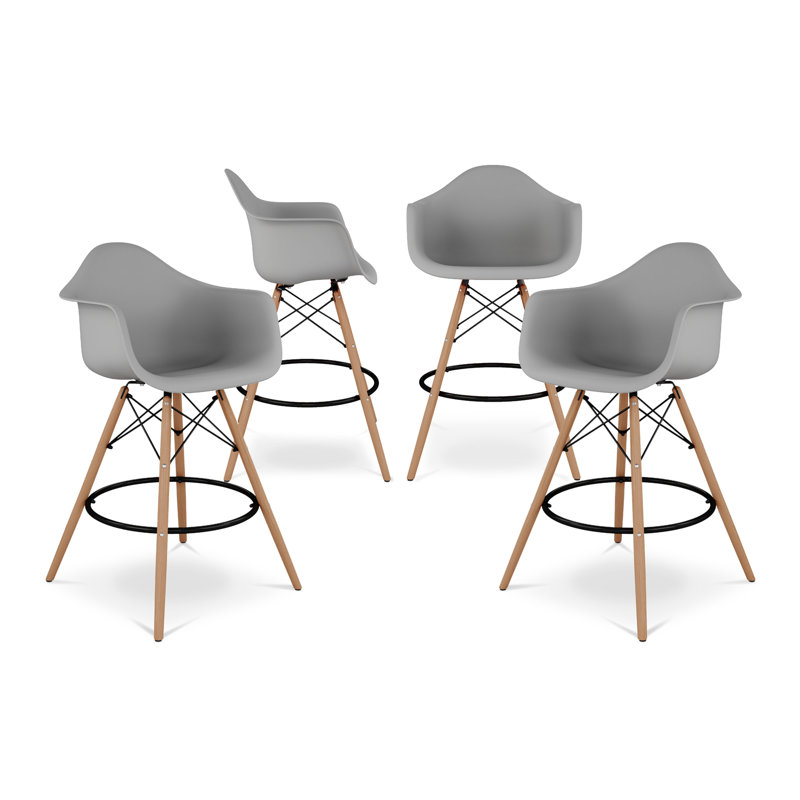  Tabouret de comptoir avec accoudoirs, vert, paquet de 4, Vert