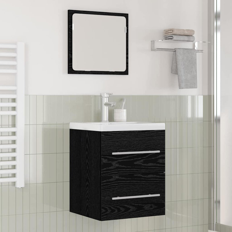 Bathroom Vanity with Basin, Black Oak