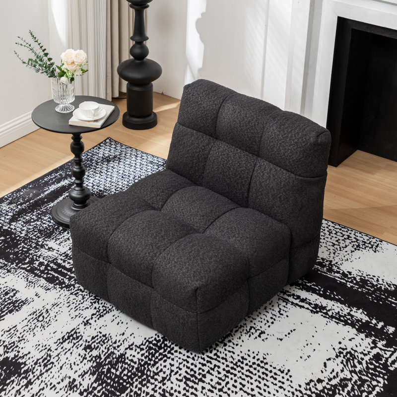 Avdul 28.5 Wide Armless Tufted Swivel Chair, Black