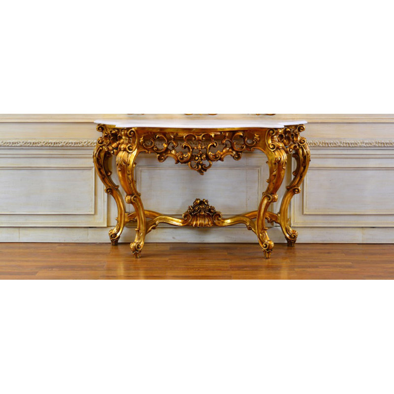 Rosia 62'' Stone Top Console Table, Gold