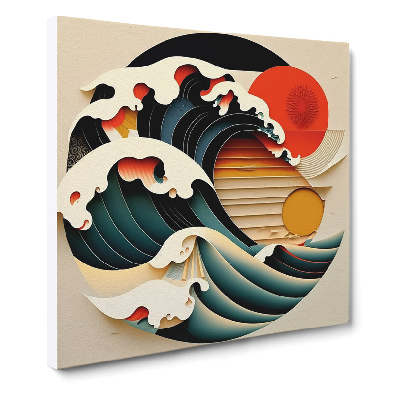 Japanese Wave Constructivism No.2 - Wrapped Canvas, 50cm H x 50cm W x 3cm D