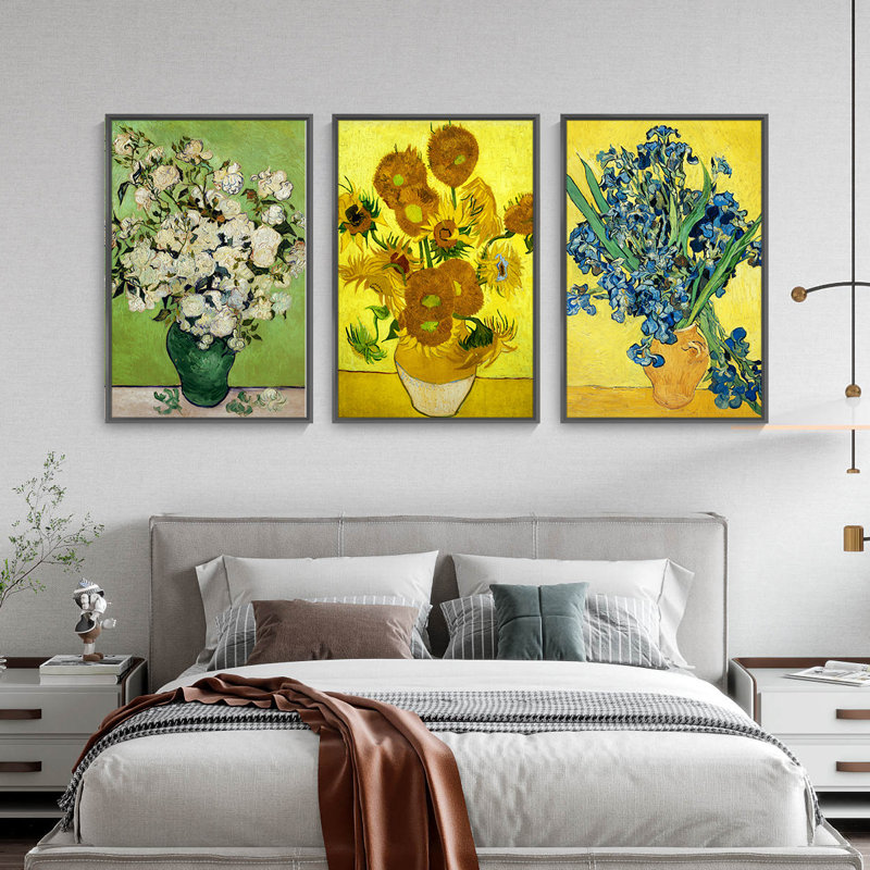 Art mural encadré en aluminium Van Gogh, H 16,3 po x l 36,3 po x P 1,65 po, Noir