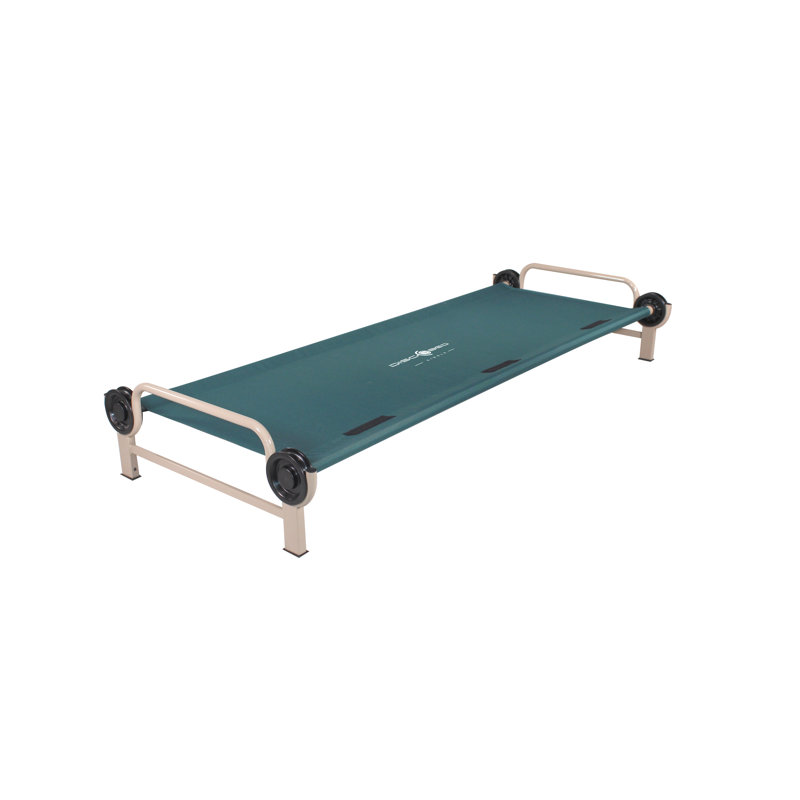 Green Adjustable Height Portable Camping Cot with Steel Frame