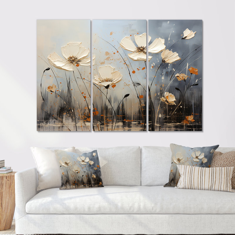 Bloomed Flower Horizons - ensemble d'art mural floral, H 32 po x l 48 po x P 1 po