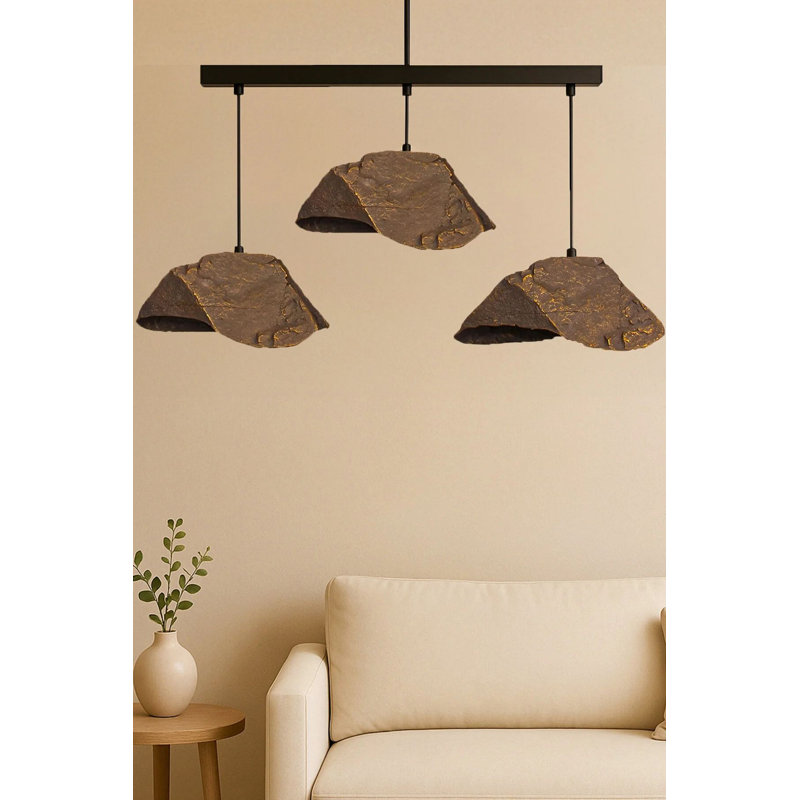 Lustre réglable élégant, structure en métal noir et brun, 11,8 po x 5,9 po | Bouchon en béton de carbone, hauteur: 11,8 - 28,3 pouces | 3 x douilles E27 (40 W maximum) | Parfait pour la salle à manger et les espaces de vie, design élégant et fonctionnel