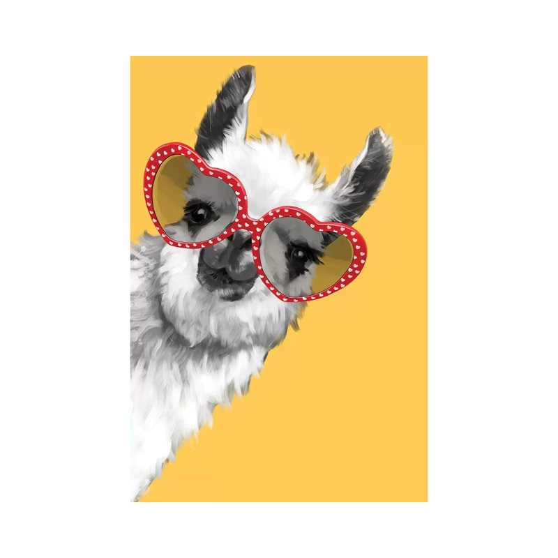 Fashion Hipster Llama With Glasses by Big Nose Work - Wrapped Canvas Print