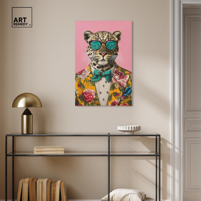 Art raffiné Roar I, toile rose pop, H 30 po x l 20 po, Toile tendue