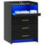 3 Drawers Bedside Table with Charging Station and Led Lights-2021268571