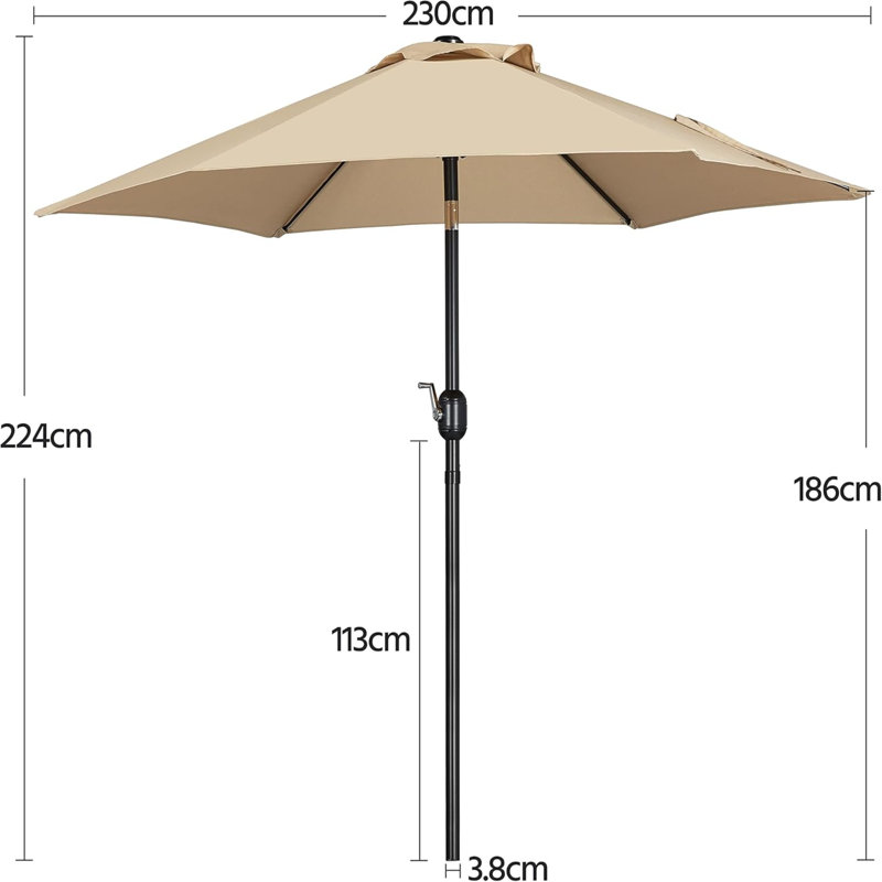 Caillan Tilt Market Parasol, Tan, 203cm H x 230cm W x 230cm D