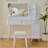 Modern Makeup Vanity Desk With LED Lights & Mirror, 4 Drawer Dressing Table Set With Stool, 3 Colors Dimmable Brightness, Space-Saving For Bedroom