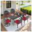 Ensemble repas pour 6 personnes rectangulaire en fonte d'aluminium avec 2 chaises pivotantes, coussins et trou pour parasol