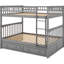 Lit double superposé au dessus d'un lit avec tiroirs, gris convertible pour la chambre à coucher, tiroirs en bois de pin gris, chambre à coucher essentielle-118036386-118036388