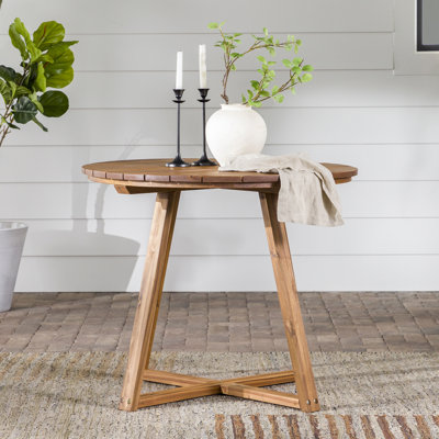 Table de salle à manger d'extérieur à plateau en bois d'acacia Contemporary
