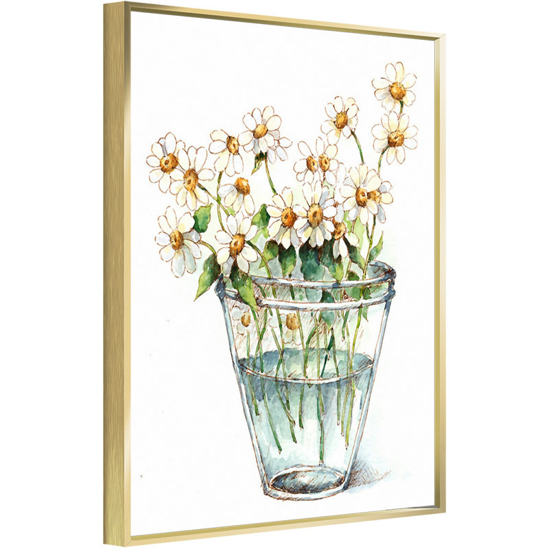G-316-24- Art mural encadré en aluminium doré prêt à accrocher, H 16 po x l 12 po