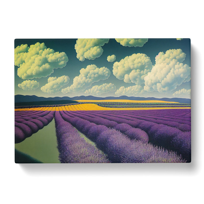 Luscious Lavender Flower Field - Wrapped Canvas Print, 40cm H x 60cm W x 3cm D