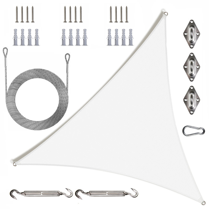 Toile d'ombrage triangulaire Colourtree avec trousse de quincaillerie et cordes, 10 pi x 10 pi x 10 pi, Blanc