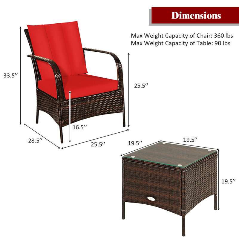 Bashaw 2 - Person Patio Conversation Set with Cushions, Orange