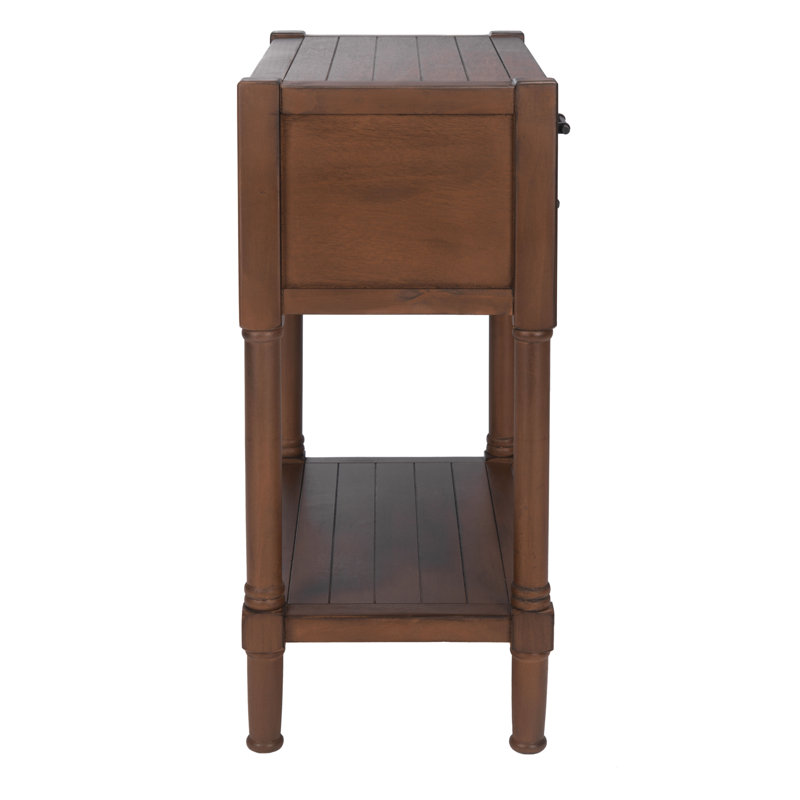 Brown Wood and Metal Console Table with Storage