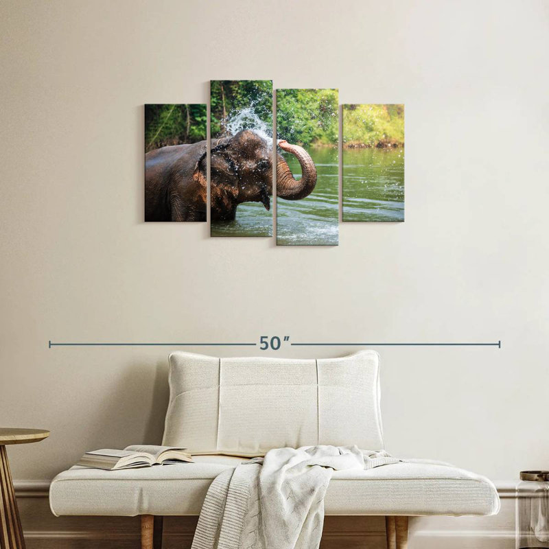 Brampt Elephant Throws Water, 22" H x 36" W