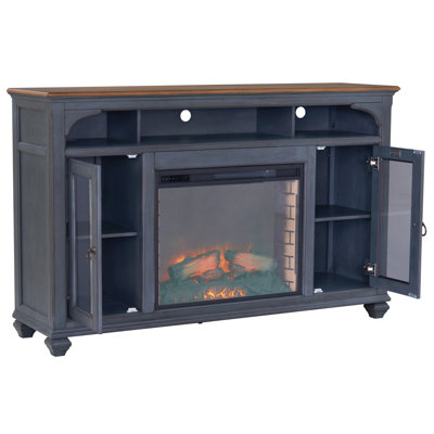 66 In Fireplace TV Stand For Tvs Up To 80 Inches, Corduroy Blue Finish