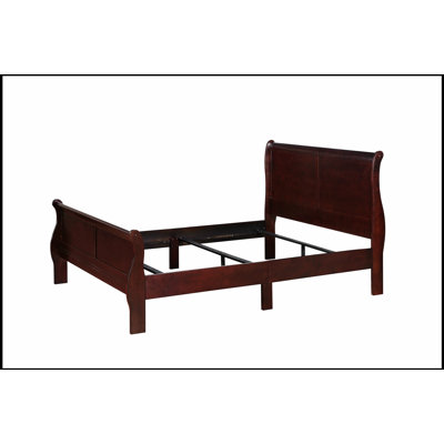 Lit-bateau à panneau en cerisier brun Louis Phillipe, bois massif, mobilier de chambre élégant et durable