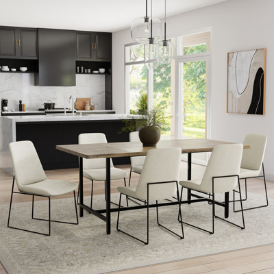 Campbell 72"W Mango Wood Industrial Dining Table, Powder-Coated Metal Base, Rectangle