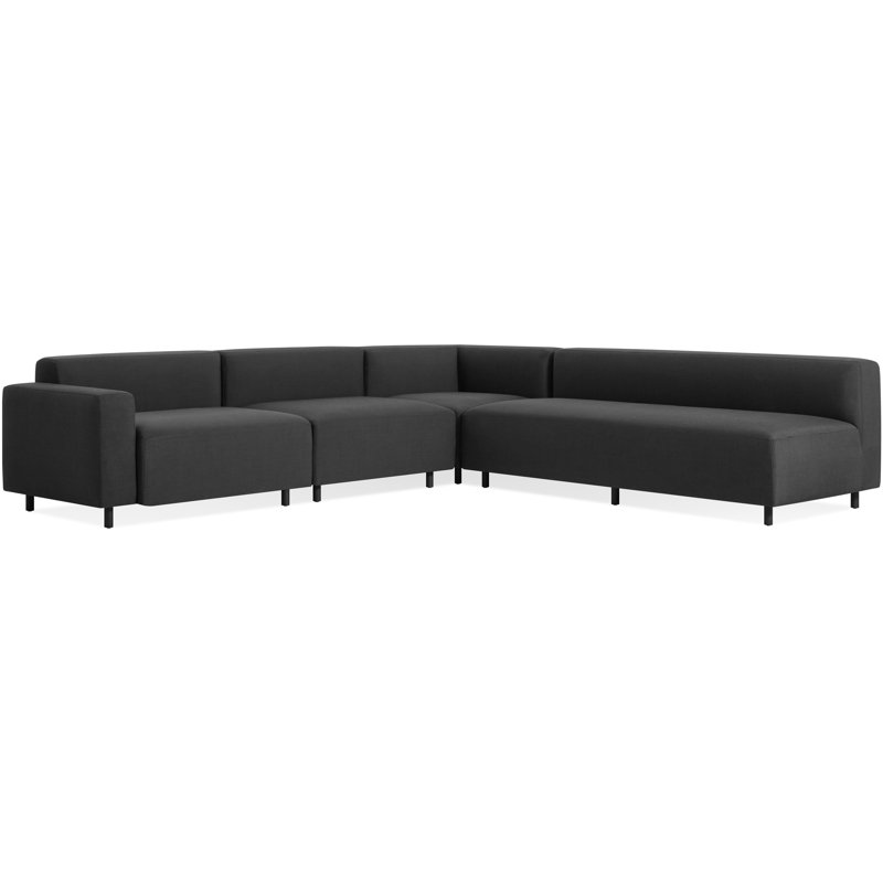 9 Yard Outdoor 5 - Seat Patio Sectional, Left Hand Facing, Coal Sunbrella