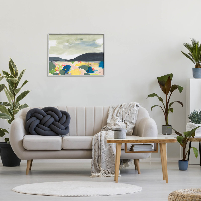 Paysage de prairie de montagne, horizon, estampe numérique par Jan Weiss, H 24 po x l 30 po x P 1,5 po
