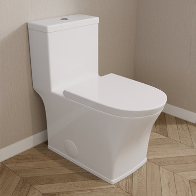 DeerValley One Piece Toilet For Bathroom, Dual Flush Modern Toilet, 12'' Rough-In Toilet with Comfort Seat Height