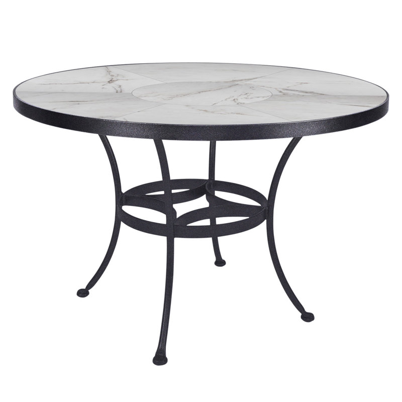 Outdoor Round Dining Table, 42" W x 42" L x 29.5" H, Pallazo White, Graphite