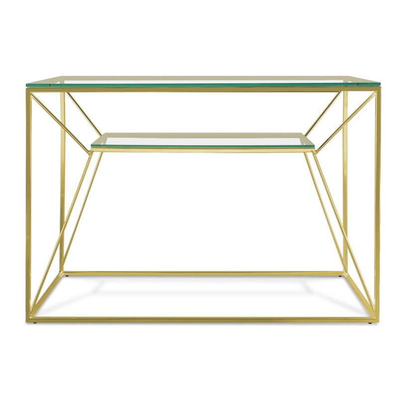 Gosselin 120cm Glass Top Console Table, Gold