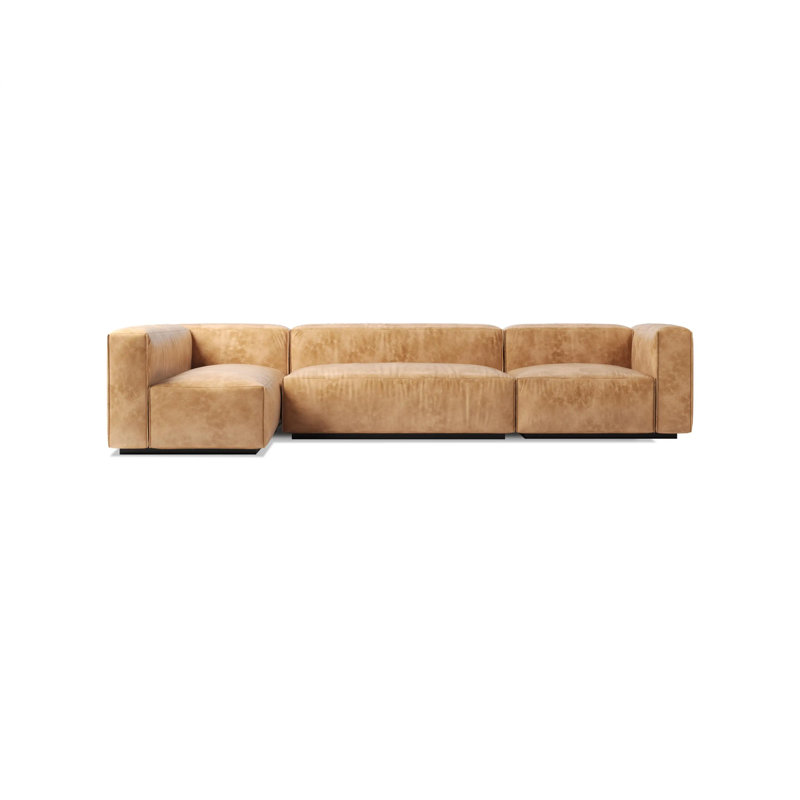 Canapé modulaire en cuir Cleon, Cuir véritable brun clair, Face à la droite