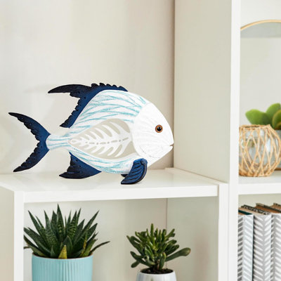 Statue de poisson en résine, décor sur le thème de la plage pour une table, une tablette ou un bureau