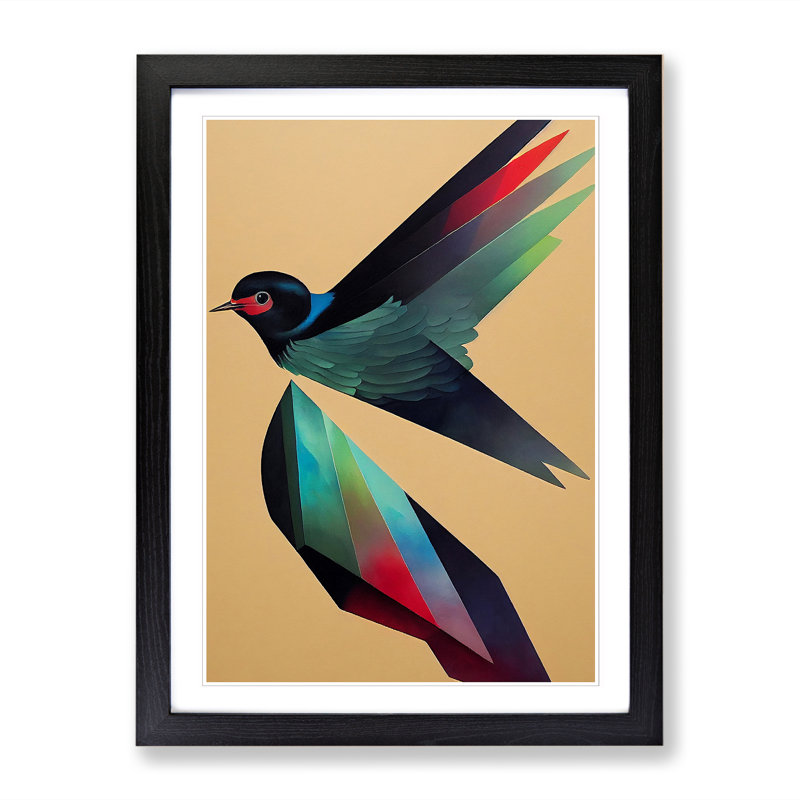 Swallow Hypreprism - Single Picture Frame Print, 64cm H x 46cm W x 2cm D, Walnut