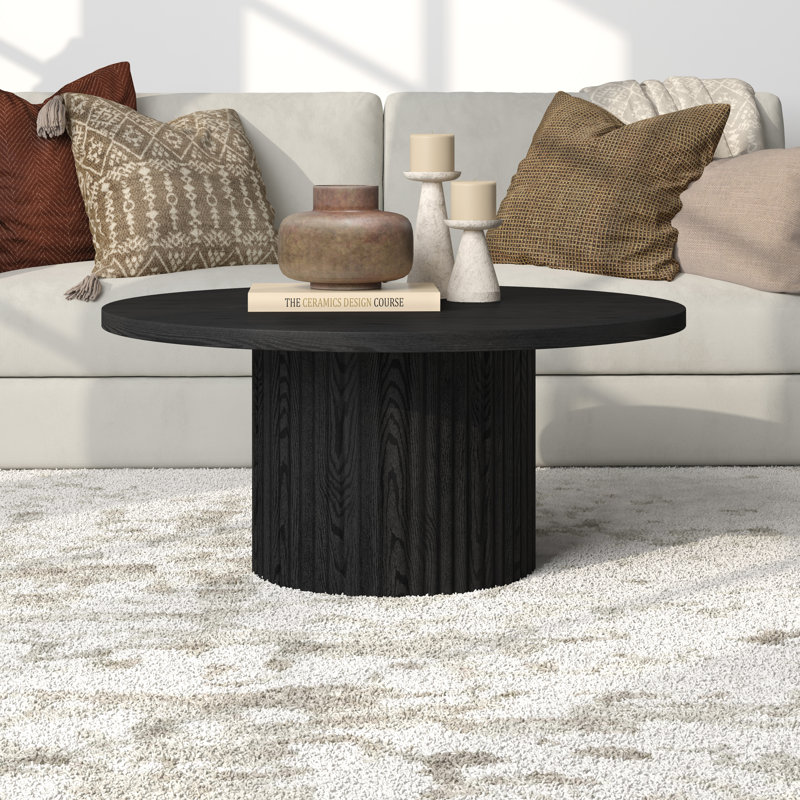 Amneh Pedestal Coffee Table, Black Grain