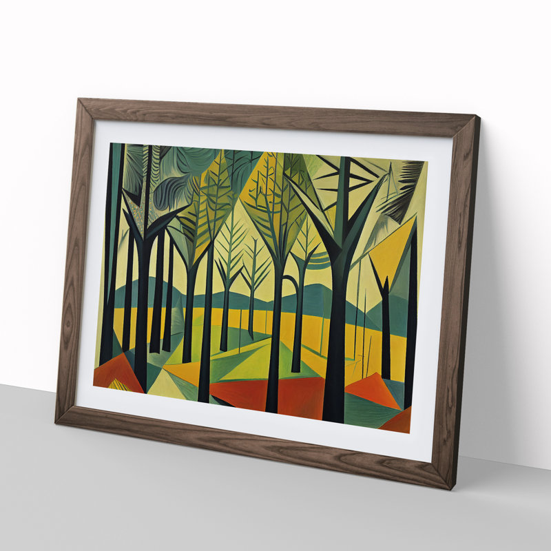 Spring Abstract Forest - Framed Print, 46cm H x 64cm W x 2cm D, Walnut