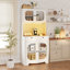 Armoire de cuisine 70,9 "avec prise de courant et lumière DEL, armoire de rangement à 2 tiroirs avec portes en verre et tablettes réglables pour le salon de la salle à manger