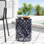 Table d'appoint d'extérieur en fer - Grande taille, bleu marine, motif taillé séduisant, l 13,75 po x P 13,75 po H, aucun assemblage requis-859982689-859982691