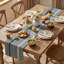 Chemin de table campagnard bleu foncé tissé - décoration de table de salle à manger rustique rustique 12 x 72 pouces pour décoration de fête