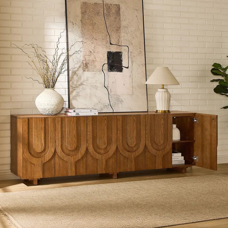 Buffet de luxe rétro de style américain, H 23,6 po x l 82,6 po x P 17,7 po